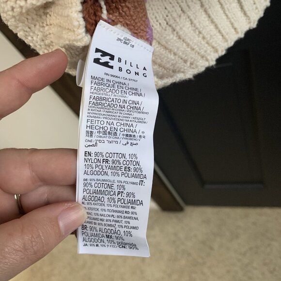 NWT Billabong Seeing Double Multicolored Crewneck Striped Sweater Size Medium - Picture 10 of 13